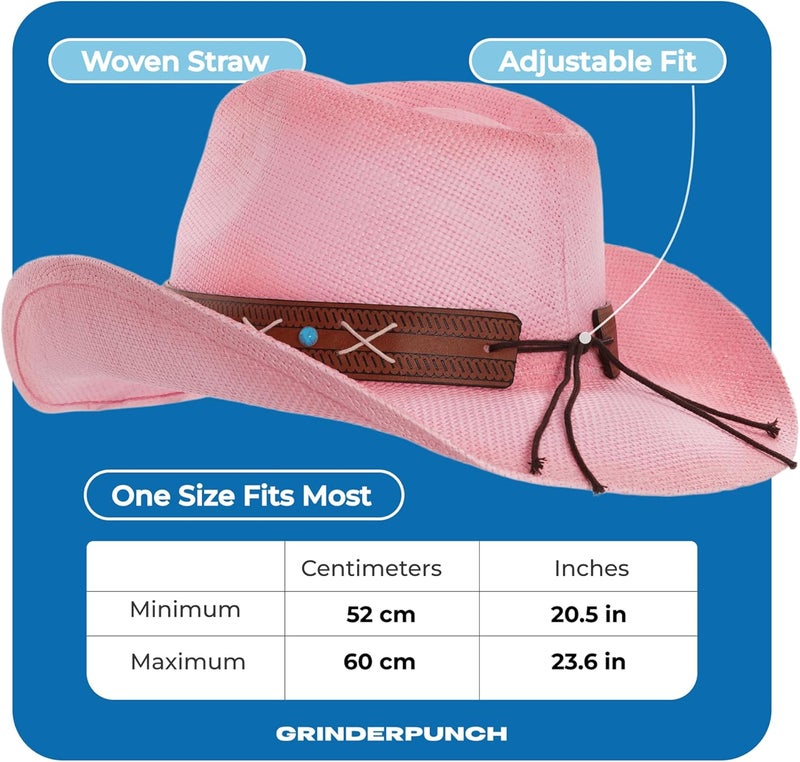 grinderPUNCH Western Outback Cowboy Hat Men's Women's Style Classic Straw Western Cowgirl Hat - Image 5